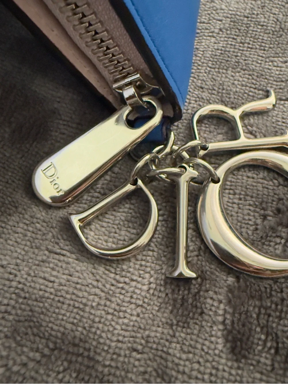 Christian Dior Diorissimo Blue Zip-Around Women's Wallet with Silver Hardware